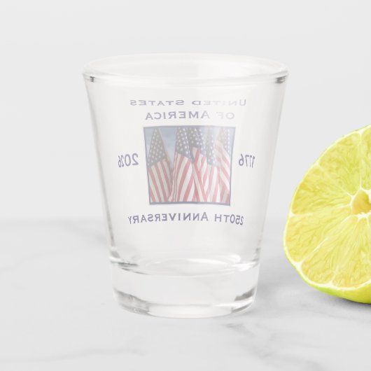 250th Anniversary USA Patriotic Keepsake Schnapsglas (Rückseite)