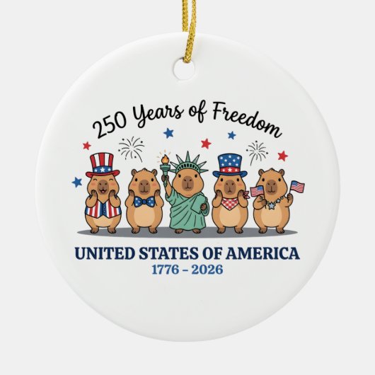 250th year of independence of USA, capybara Keramik Ornament (Vorne)