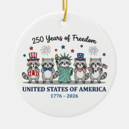 250th year of independence of USA, Raccoon Keramik Ornament
