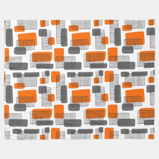 251215 - Orange und Grau Fleecedecke (Vorderseite (Horizontal))