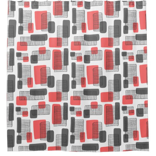 251215 - Tropisches Rosa und Grau Duschvorhang (Vorderseite)