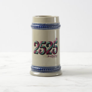 2525 Weihnachts STEIN, BLAU/GRAU 22 OZ / WEISS/GOL Bierglas