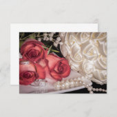 2586-Hochzeit-Rose mit Ringen, Perlen Einladung (Vorne/Hinten)