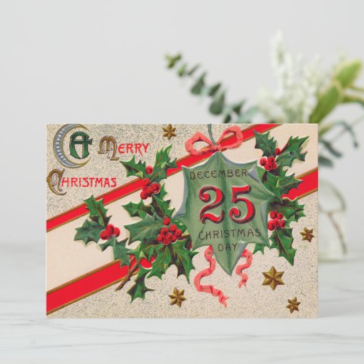 25.12. Heilige Weihnachtsdekoration Einladung (Stehend Vorderseite)