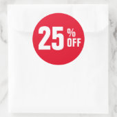 25 % 25 % Rabatt auf den Verkauf Runder Aufkleber (Tasche)