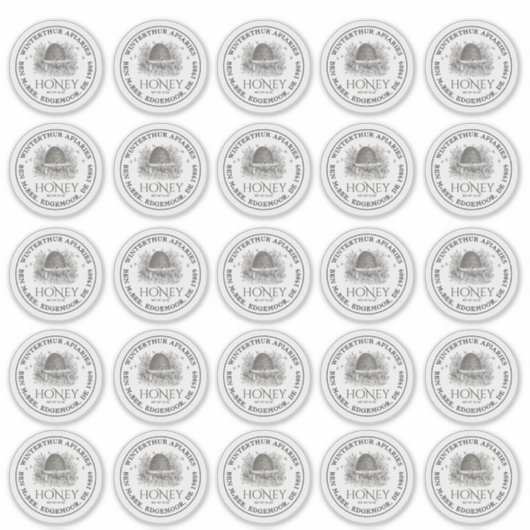 25 2,5" Clear Honey Mason Lid Skep Labels (Vorderseite)