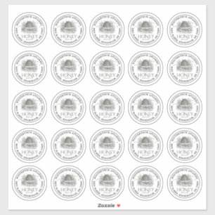 25 2,5" Clear Honey Mason Lid Skep Labels