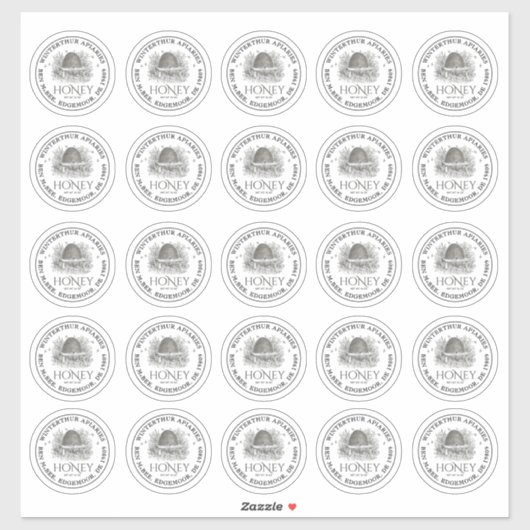 25 2,5" Clear Honey Mason Lid Skep Labels (Blatt)