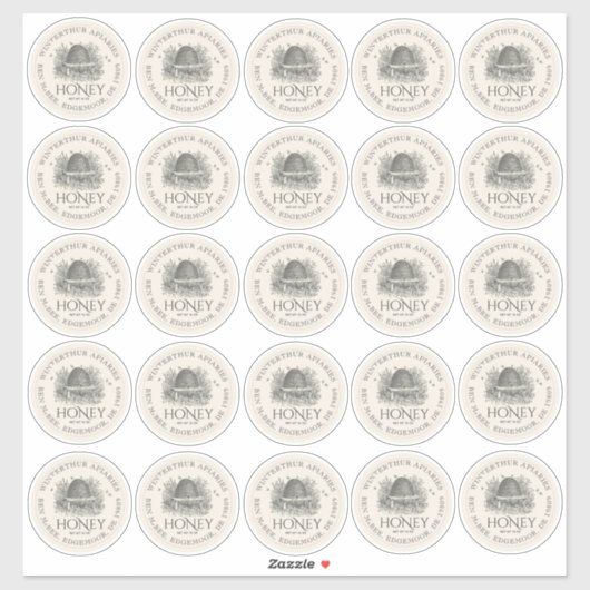 25 2,5" Honey Mason Jar Lid Labels Skep (Blatt)