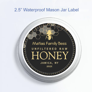 25 2,5" Wasserdichtes Mason Jar Honey Label