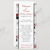 25 4 x 9 Hochzeitsprogramm Schwarze Blume Rote Blä Programm (Vorne/Hinten)