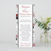 25 4 x 9 Hochzeitsprogramm Schwarze Blume Rote Blä Programm (Stehend Vorderseite)