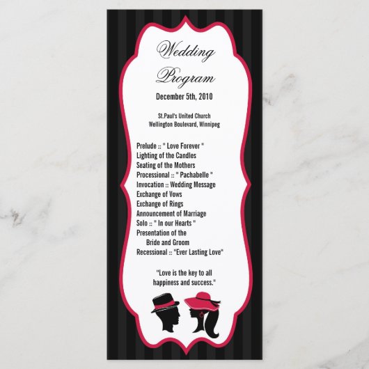 25 4x9 Hochzeitsfeier Formal Hats Eleganter Retro Programm (Vorderseite)