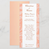 25 4x9 Hochzeitskalender Braun Rose auf Rosa Blüte Programm (Vorne/Hinten)