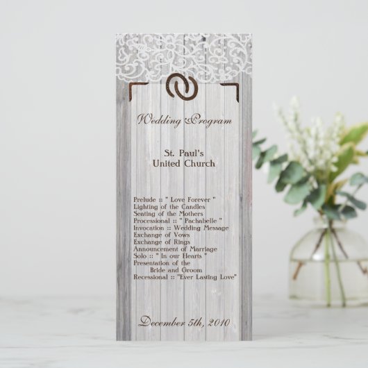 25 4x9 Hochzeitskalender Pferdeschuhe auf Holzlace Programm (Stehend Vorderseite)