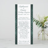 25 4x9 Hochzeitsprogramm Aquamarine Verzierte Dama Programm (Stehend Vorderseite)
