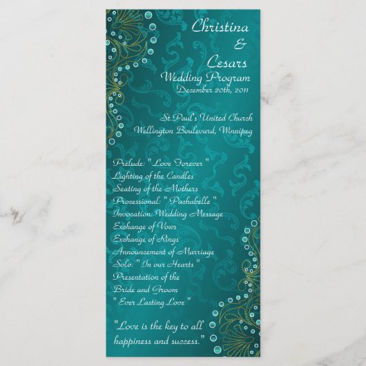 25 4x9 Hochzeitsprogramm Arabian Aquamarin Programm (Vorderseite)