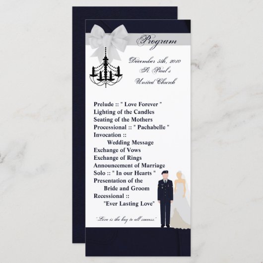 25 4x9 Hochzeitsprogramm ARMY Uniform Blues Bride Programm (Vorne/Hinten)