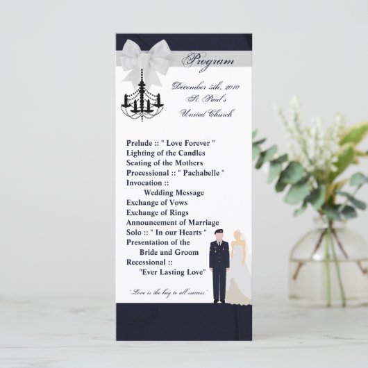 25 4x9 Hochzeitsprogramm ARMY Uniform Blues Bride Programm (Stehend Vorderseite)