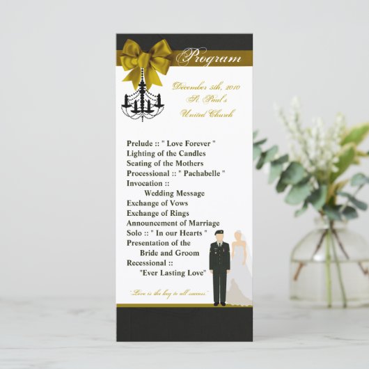 25 4x9 Hochzeitsprogramm ARMY Uniform Groom Bride Programm (Stehend Vorderseite)