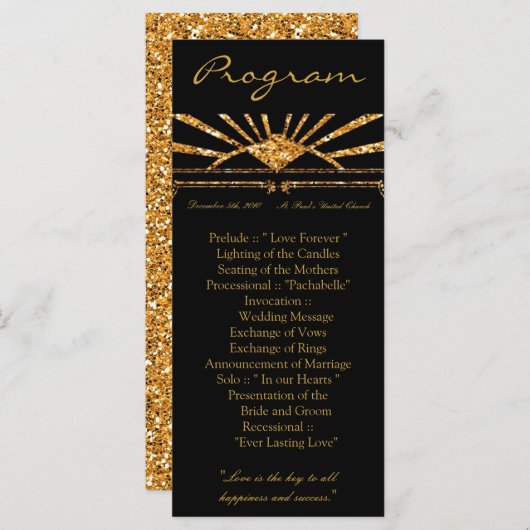 25 4x9 Hochzeitsprogramm Art Deco Roaring 20er Gat Programm (Vorne/Hinten)