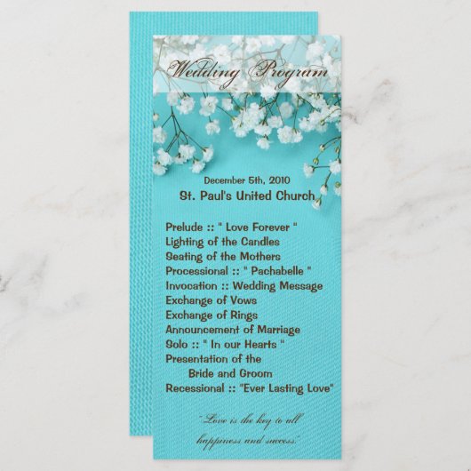 25 4x9 Hochzeitsprogramm Babys Atemfrühlingssonne  Programm (Vorne/Hinten)