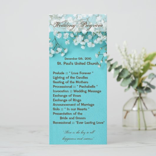 25 4x9 Hochzeitsprogramm Babys Atemfrühlingssonne  Programm (Stehend Vorderseite)