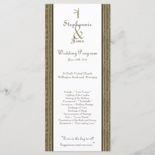 25 4x9 Hochzeitsprogramm Bamboo Bliss Programm (Vorderseite)