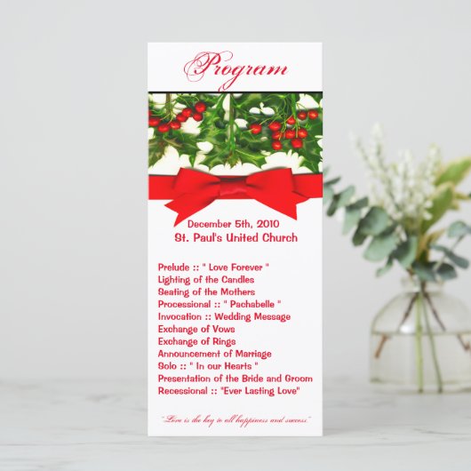 25 4x9 Hochzeitsprogramm Baughs Holly Berry Christ Programm (Stehend Vorderseite)