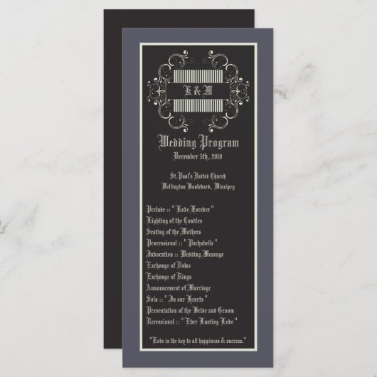 25 4x9 Hochzeitsprogramm Black Krawatte Affair Fil Programm (Vorne/Hinten)