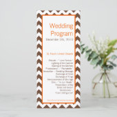 25 4x9 Hochzeitsprogramm Braunorange Zickzack Programm (Stehend Vorderseite)