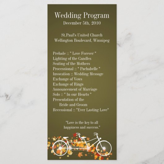 25 4x9 Hochzeitsprogramm Brown Fall Double Bike Programm (Vorderseite)