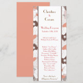 25 4x9 Hochzeitsprogramm Coral Pink Brown Floral F Programm (Vorne/Hinten)