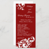 25 4x9 Hochzeitsprogramm Crimson Red Floral Filigr Programm (Vorne/Hinten)
