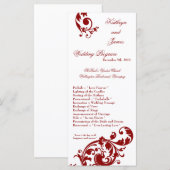 25 4x9 Hochzeitsprogramm Crimson Red Floral Filigr Programm (Vorne/Hinten)