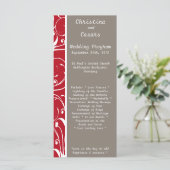 25 4x9 Hochzeitsprogramm Crimson Red Gray Bg White Programm (Stehend Vorderseite)