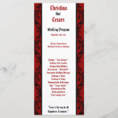 25 4x9 Hochzeitsprogramm Crimson Red Verziert Embe Programm (Vorderseite)
