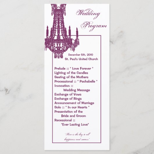 25 4x9 Hochzeitsprogramm Crystal Chandelier Glitz Programm (Vorderseite)