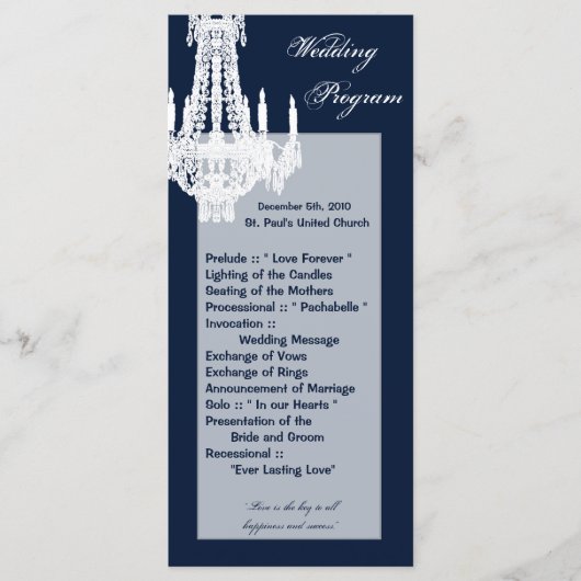 25 4x9 Hochzeitsprogramm Crystal Chandelier Glitz Programm (Vorderseite)