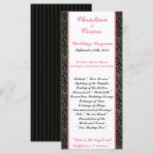 25 4x9 Hochzeitsprogramm Damaskus/Streifen Rosa Kr Programm (Vorne/Hinten)