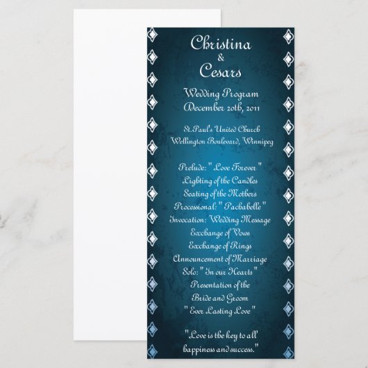 25 4x9 Hochzeitsprogramm Deep marokkanisch Blue Programm (Vorne/Hinten)