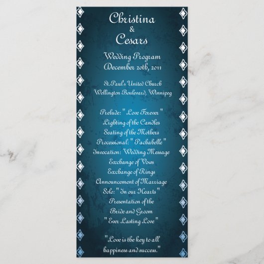 25 4x9 Hochzeitsprogramm Deep marokkanisch Blue Programm (Vorderseite)