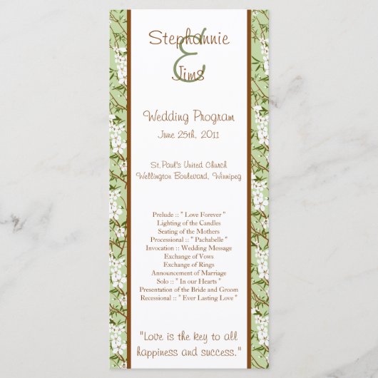 25 4x9 Hochzeitsprogramm Dogwood-Blume Programm (Vorderseite)