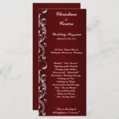 25 4x9 Hochzeitsprogramm Dunkelmaroon Gray Wirbel Programm (Vorne/Hinten)