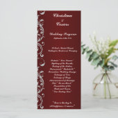 25 4x9 Hochzeitsprogramm Dunkelmaroon Gray Wirbel Programm (Stehend Vorderseite)