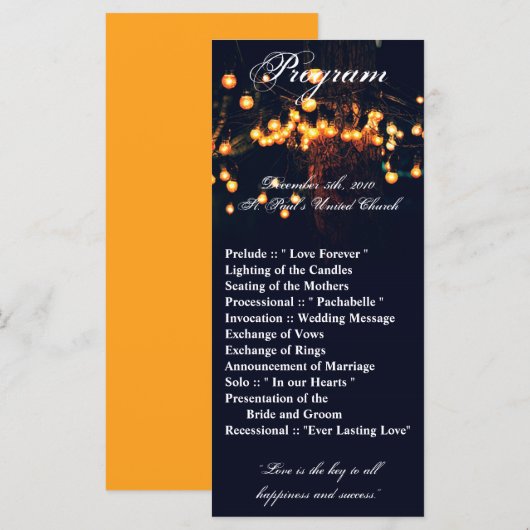 25 4x9 Hochzeitsprogramm Eichenbaum Streichelleuch Programm (Vorne/Hinten)