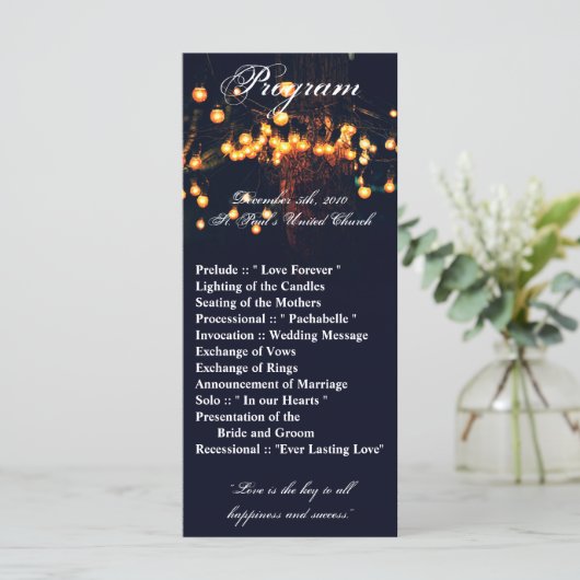 25 4x9 Hochzeitsprogramm Eichenbaum Streichelleuch Programm (Stehend Vorderseite)
