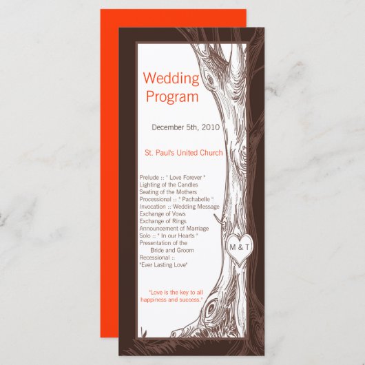 25 4x9 Hochzeitsprogramm Fallbaum Erste Carvings Programm (Vorne/Hinten)