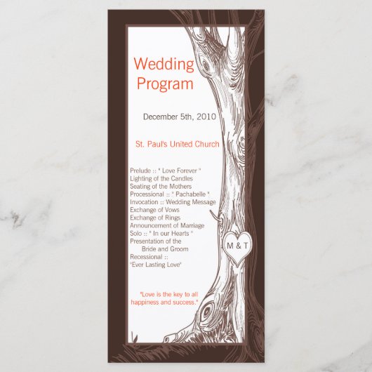 25 4x9 Hochzeitsprogramm Fallbaum Erste Carvings Programm (Vorderseite)
