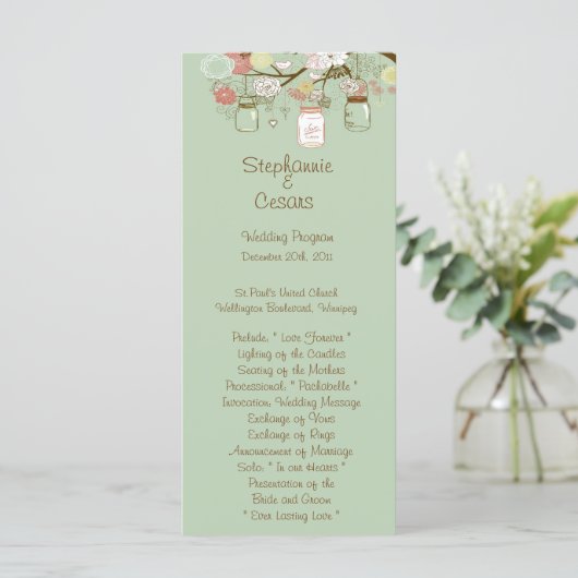 25 4x9 Hochzeitsprogramm Frühjahrsprogramm Blumenm Programm (Stehend Vorderseite)